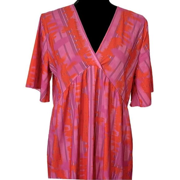 Coacia Watercolor-Print Tiered Maxi Pink Dress Size M NWT - Picture 6 of 7